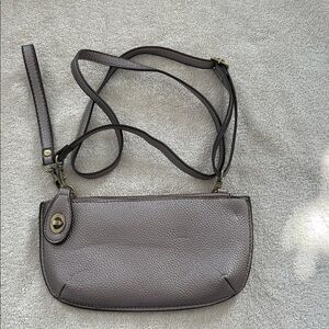Gray Leather Crossbody Bag
